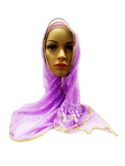 Polka Net Piping Border Hijab
