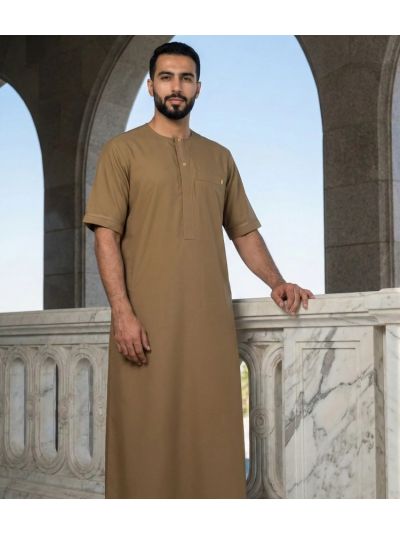 Al Noor Half Sleeves Light Brown Thobe