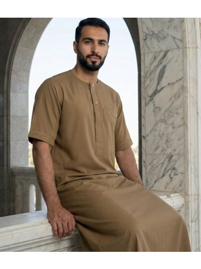 Al Noor Half Sleeves Light Brown Thobe