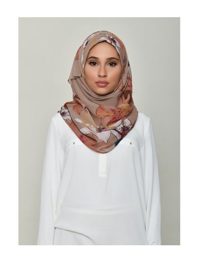 Lilies Beige Crinkled Chiffon