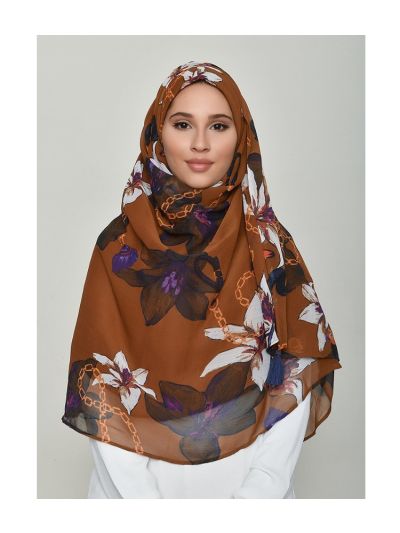 Lilies Caramel Crinkled Chiffon
