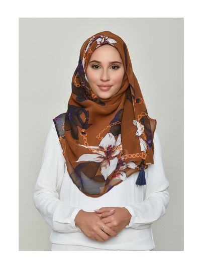 Lilies Caramel Crinkled Chiffon