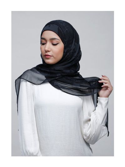 Lotus Night Crinkled Chiffon