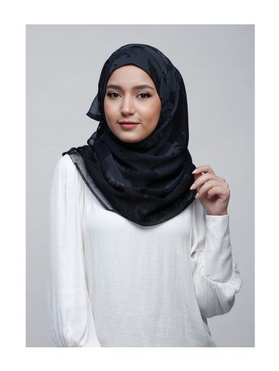 Lotus Night Crinkled Chiffon