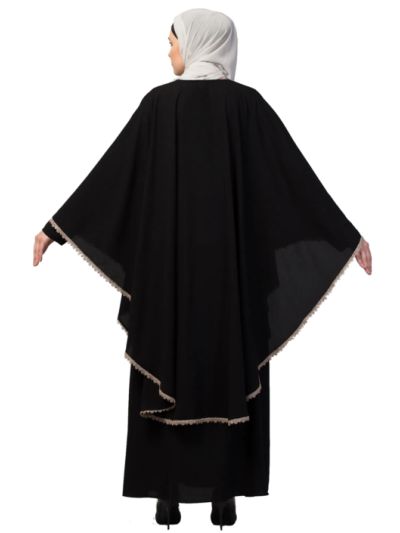Two Pieces Cape Abaya Set | Inner Abaya with Cape with Lace Work