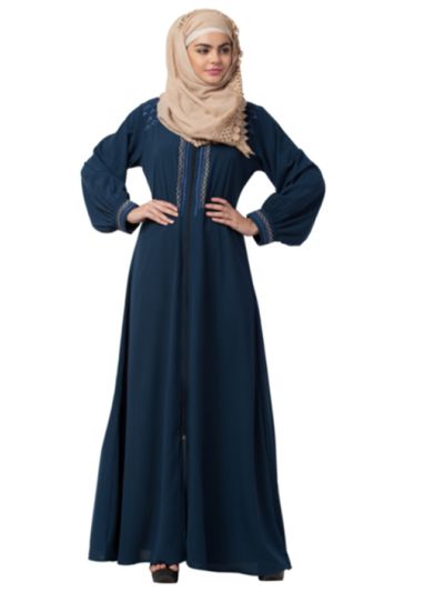 Full Zipper With Embroidery Abaya