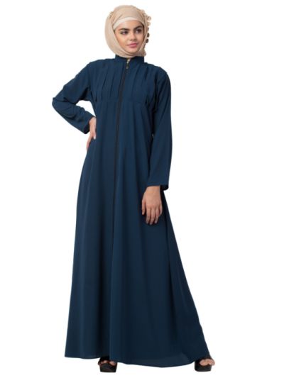 Box Pleatted Full Zipper Abaya