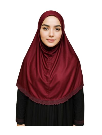 Maroon Lace Mini Hijab