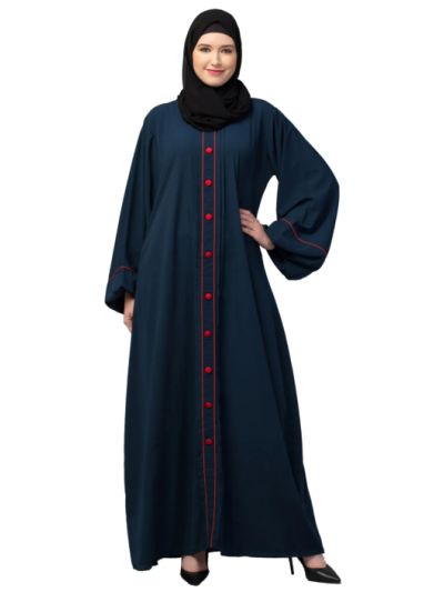 A-line Abaya With Pipin Work And Elasticated Cuffs