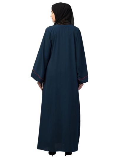 A-line Abaya With Pipin Work And Elasticated Cuffs