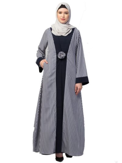 Striped Maxi Dress Abaya
