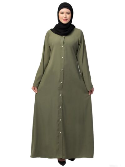Front Open Abaya With Piping Work