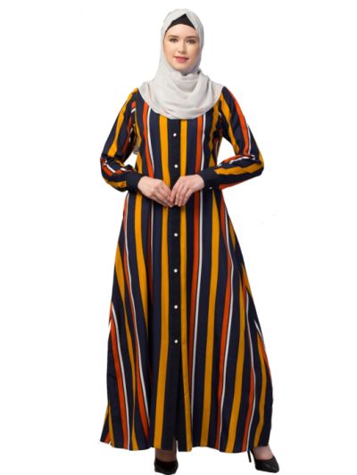 Front Open Abaya Dress With Cuff Sleeves