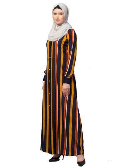 Front Open Abaya Dress With Cuff Sleeves