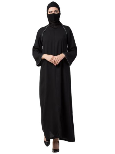 Black Abaya With Contrast Details