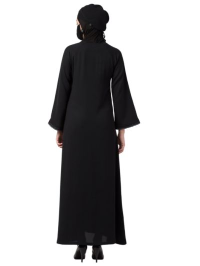 Black Abaya With Contrast Details