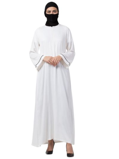 White Cotton Rayon Abaya