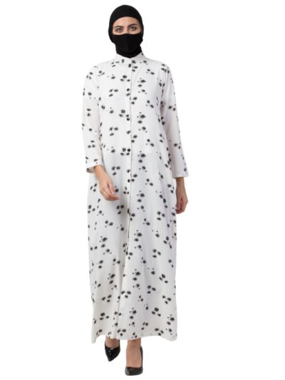 Front Open Dress In Black & White Print