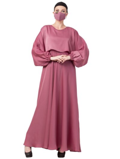 Attached Cape Style Abaya In Nida Fabric