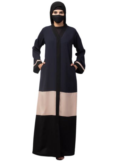 Color-Blocked Open Abaya
