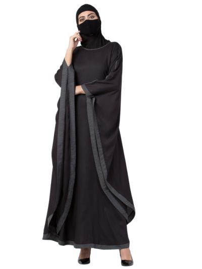 Kaftan Abaya With Polka Dot Border