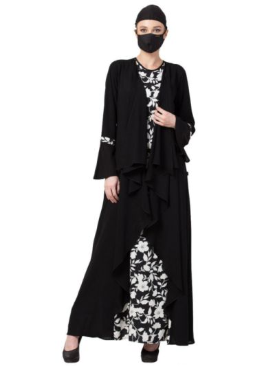 Falling Shrug Dress In Black & White