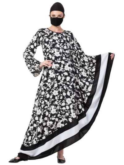 Unique Design Of Modest Dress In Black & White