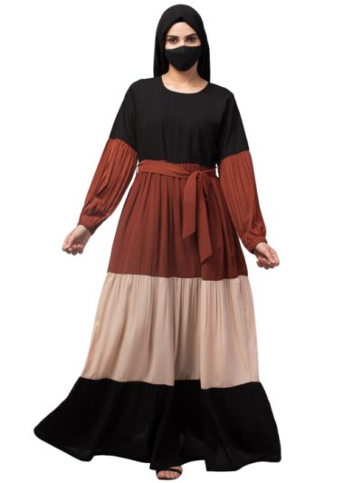 Multi Colored and Multi-Tiered Abaya Dress