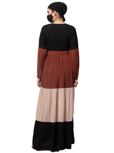 Multi Colored and Multi-Tiered Abaya Dress