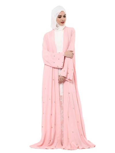 Pink Pearl Jacket Style Abaya