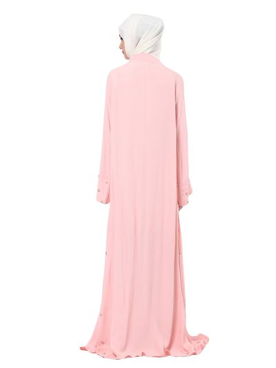 Pink Pearl Jacket Style Abaya