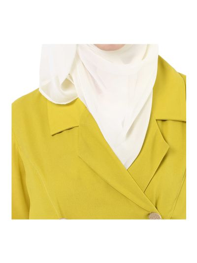 Lemon Green Trench Coat Style Abaya