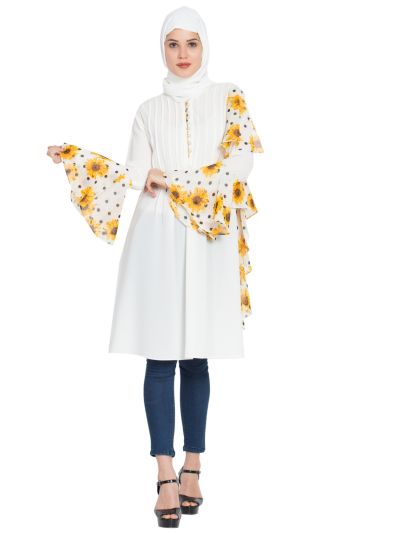 Designer Frilled Kurti with Floral Print