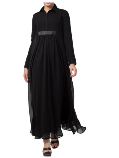 Abaya Length Dress For Muslim Woman in Dual Layer