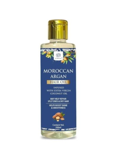 AL MASNOON Morrocan Argan Hair Oil 200ml | Pure Moroccan Argan Oil & Extra Virgin Coconut Oil | Deep Nourishment for Dry, Frizzy & Damaged Hair | Boosts Shine, Smoothness || Pack of 1