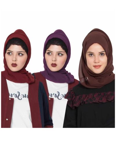 Combo Super Fine Georgette Hijab (Set of 3)