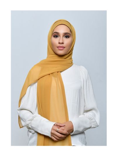 Mustardy Crepe Chiffon