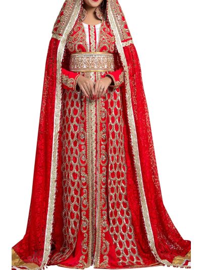Designer Arabic Kaftan Crepe With Veil