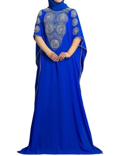Exquisite Light Blue Traditional Handmade kaftan