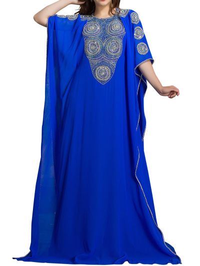 Exquisite Light Blue Traditional Handmade kaftan
