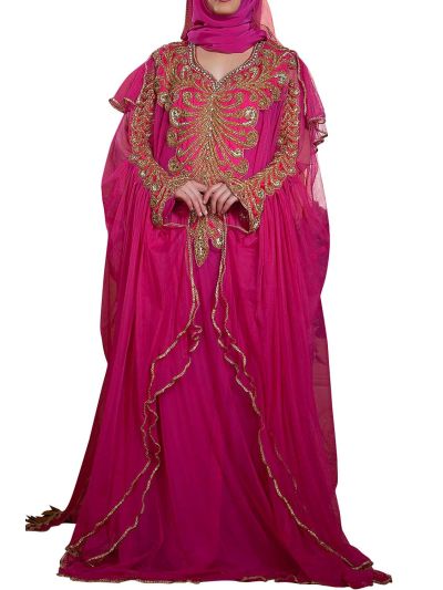  Designer Hand Beaded Arabic Wedding kaftan With Veil