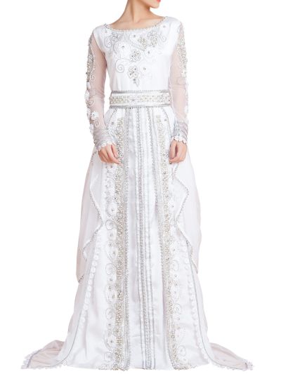 Designer Handmade Arabic Moroccan Long Sleeve Wedding Caftan