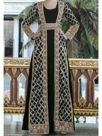 Black Modern Style Maxi Embroidered Full Sleeve Abaya