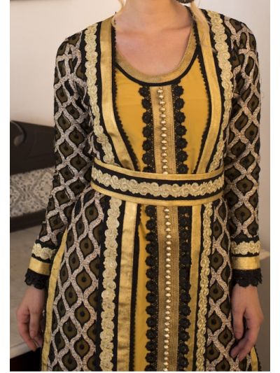 Black and Yellow Arabic Style Abaya