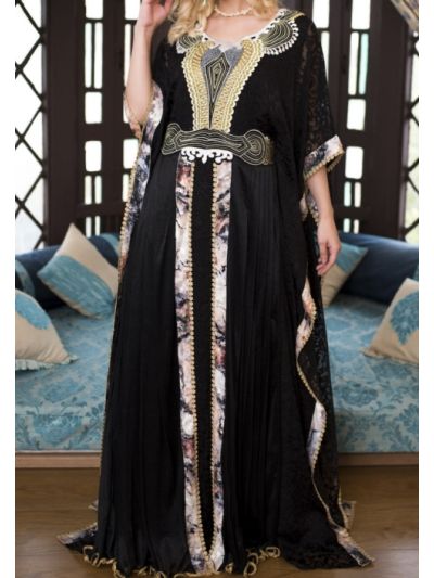 Black Crepe Evening Kaftan
