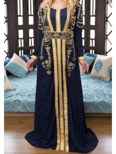 Dark Blue Arabic Style Moroccan Abaya