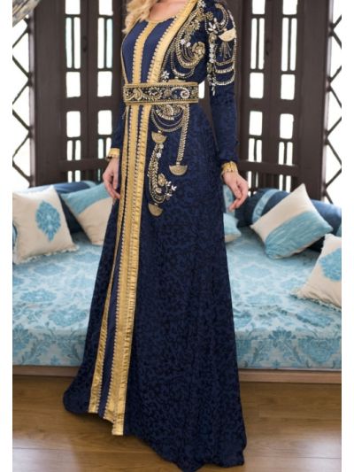 Red Moroccan Style Wedding Abaya With Net and Lace Work 