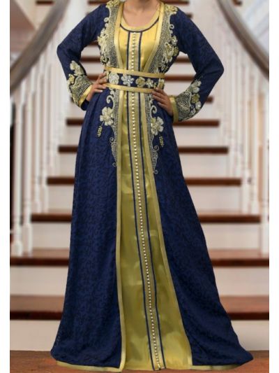 Dark Blue Moroccan Arabic Style Abaya
