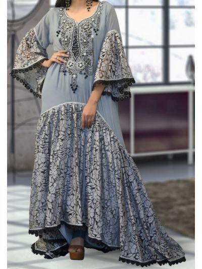 Grey Supercool Georgette Designer Arabic Abaya