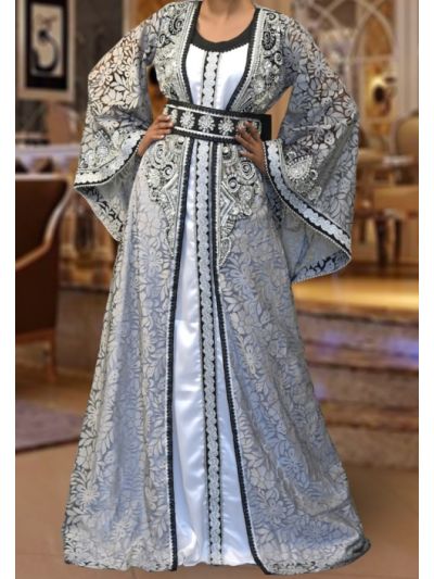 Modest White Moroccan Arabic Style Abaya